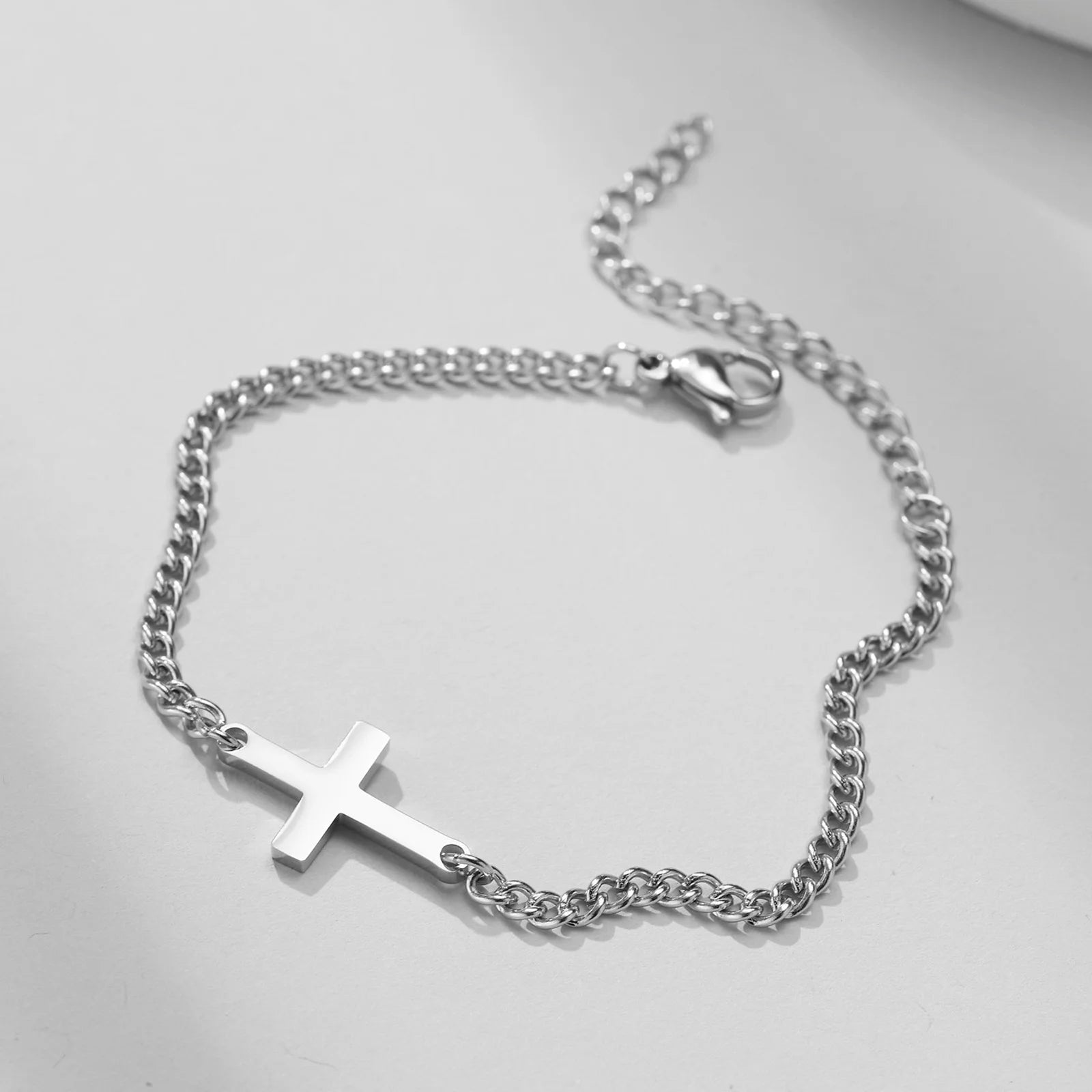 Stainless Steel Adjustable Cross Bracelet Set