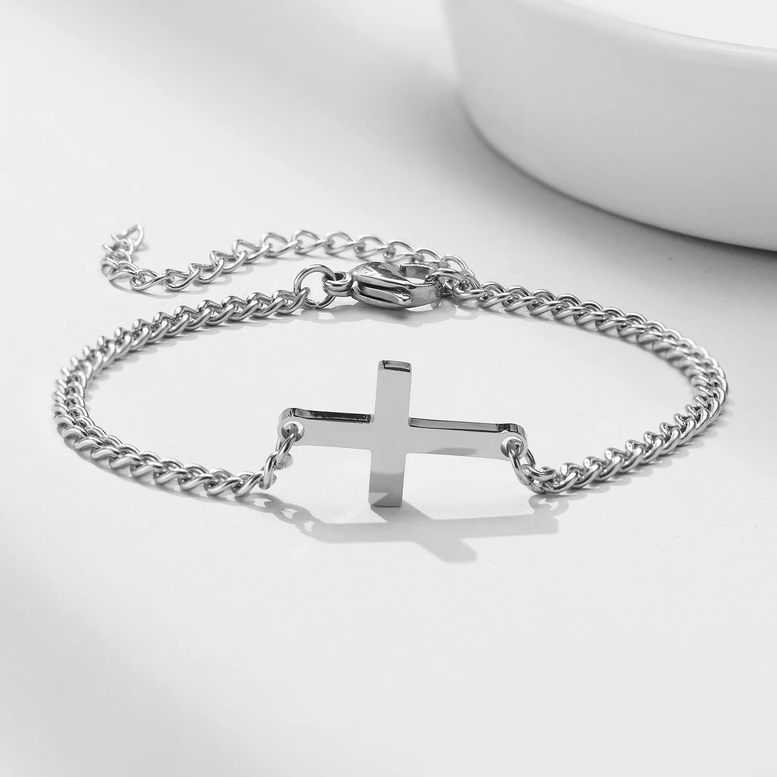 Stainless Steel Adjustable Cross Bracelet Set