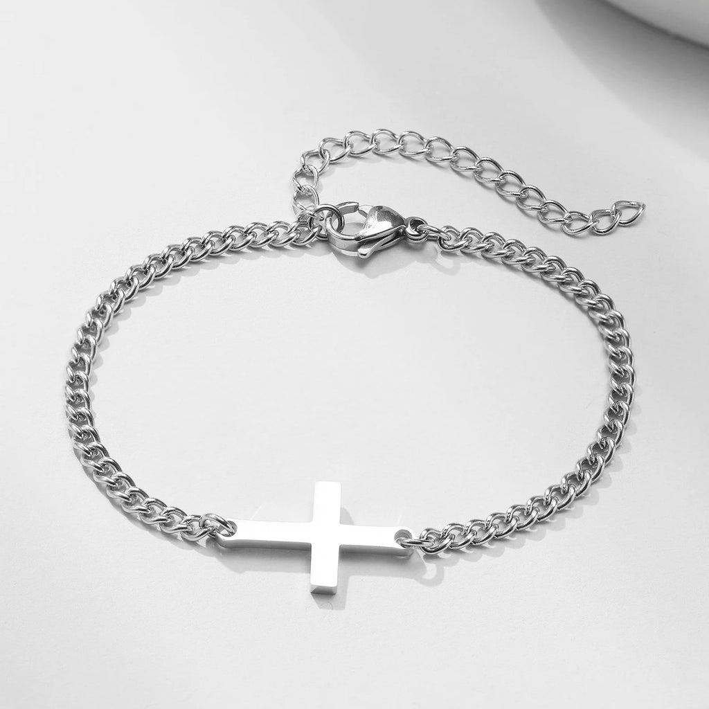 Stainless Steel Adjustable Cross Bracelet Set
