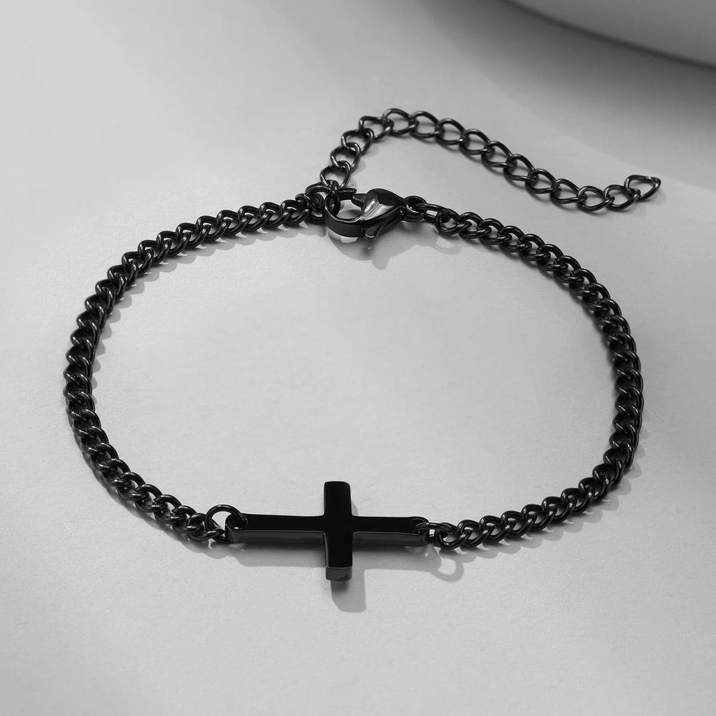 Stainless Steel Adjustable Cross Bracelet Set