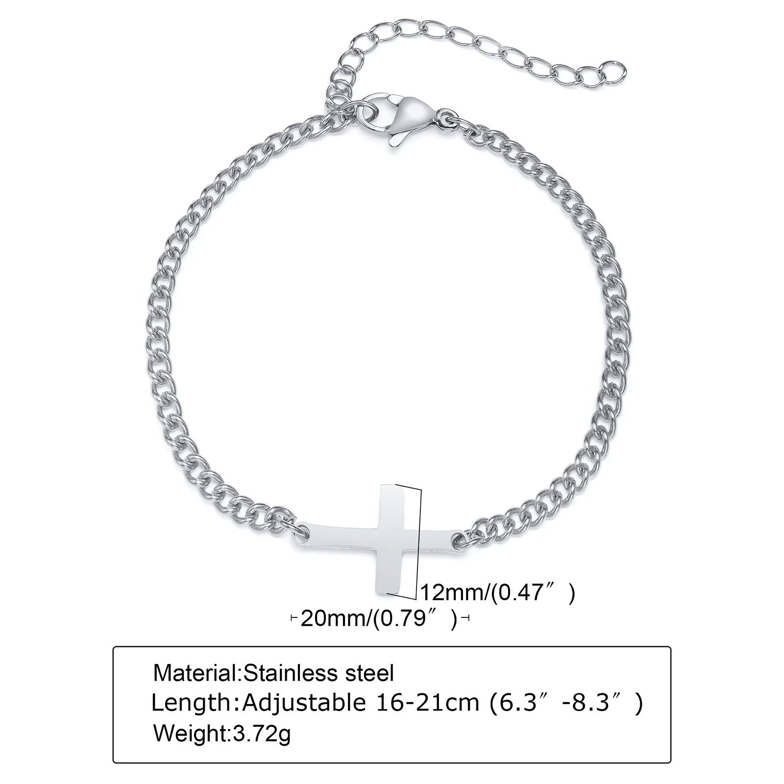 Stainless Steel Adjustable Cross Bracelet Set