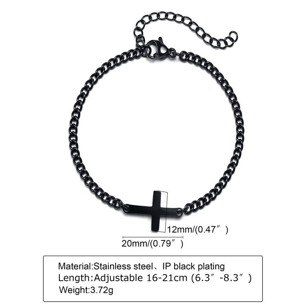 Stainless Steel Adjustable Cross Bracelet Set