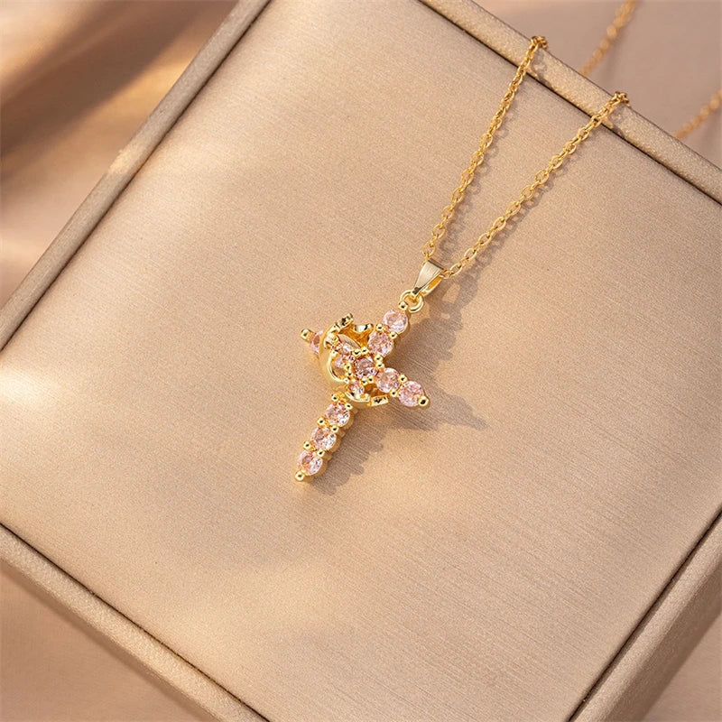 Crown of Glory Cross Necklace